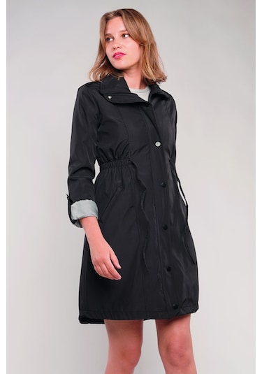 Gabria Kol Katlamalı Trenchcoat Siyah