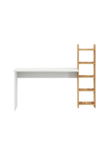 Kitaplıklı Fonksiyonel Çalışma Masası Beyaz - Atlantik Çam Atlantik Çam - Beyaz