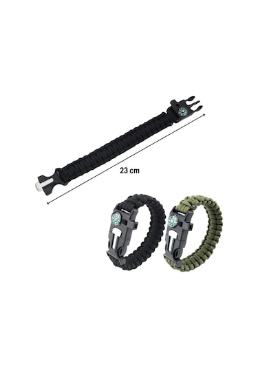 Buffer 5'i 1 Arada Çok Fonksiyonlu Hayatta Kalma Bilekliği Pusula, Düdük, Çakmak Taşı Ve Şemsiye İpi Bileklik Renkli Çok Renkli