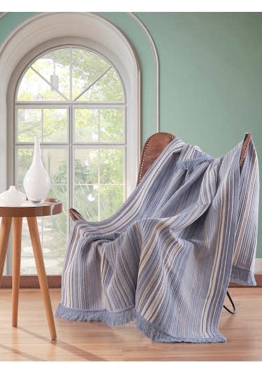 Vicuna Home Softy Pamuklu Tv Battaniyesi -kot Mavi