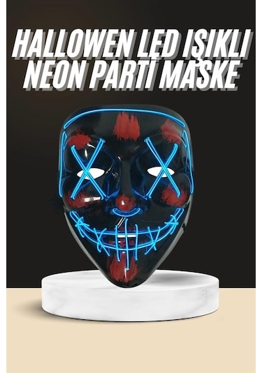 Işıklı Led Maske Parti Eğlence Maskesi Hallowen Neon Maske