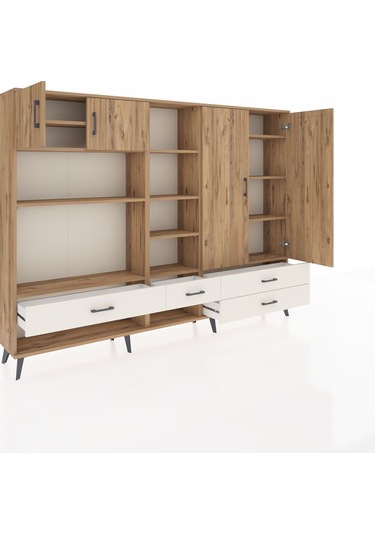 Arges Dolap 12 Raflı 4 Çekmeceli 4 Kapaklı 220x30x163 Çam-çam/ayt Çam-çam/aytaşı