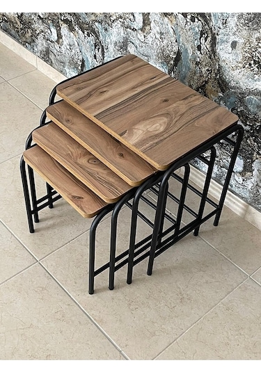 Aslanstore 4'Lü Metal Zigon Sehpa