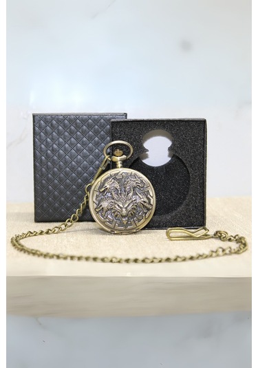 Büro Ev Ofis Hediyesi İçin Kutulu Antik Ejderha Motif Köstekli Saat