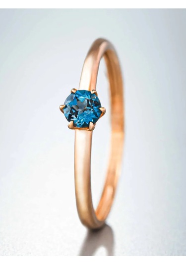 Uvelirnye Tradicii 925 Ayar Gümüş Doğal Topazlı London Yüzük 402965484 Mavi