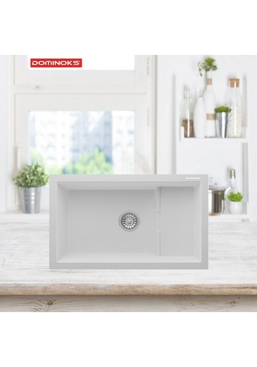 Dominoks Oka77 Beyaz 46 x 77 CM Tezgah Altı Granit Evye