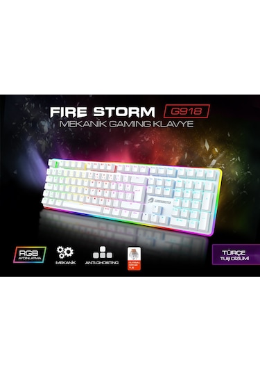 Gamebooster Fire Storm G918 RGB Mekanik USB Q Klavye
