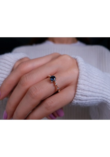 Sirius Pırlanta Ve London Blue Topaz Taşlı Vintage Yüzük 0847R000