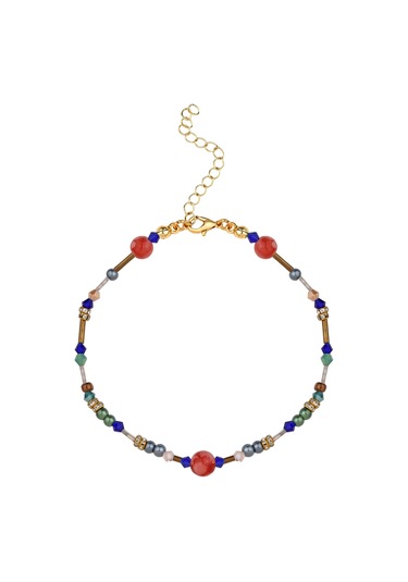 Doğal Taş Detaylı Boncuk Halhal Çok Renkli