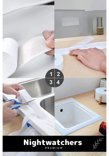 Deluxe Su Geçirmez Sızdırmaz Dayanıklı Lavabo Pvc Yağ Kenar Küf Önleyici 3.2m 1 Adet İzolasyon Bant