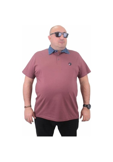 Starbattal Büyük Beden Polo Kot Yaka Tişört 23420 Eflatun-Eflatun Gülkurusu