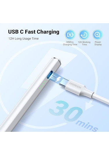 Ugreen Stylus Kalem Alüminyum Alaşımlı Hassas Dokunmatik Kontrol Kalemi 1.5mm Pom Ucu İle İpad Uyumlu 6/7/8/9/10