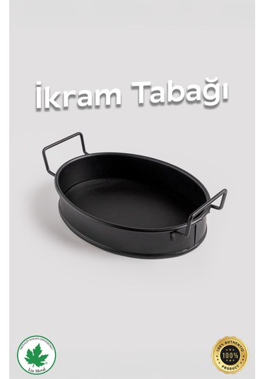 Azalea İkram Tabağı / Tepsisi Tel Kulplu Siyah