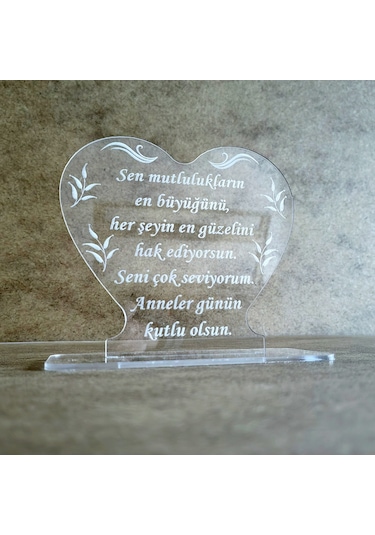 Anneler İçin Pleksi Tebrik Kartı Lazer Kazıma Güzel Sözler
