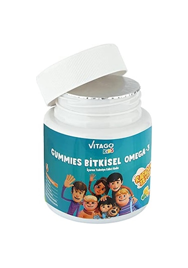 Vitago Kids Gummies Bitkisel Omega-3 içeren Çiğnenebilir Form Takviye Edici Gıda