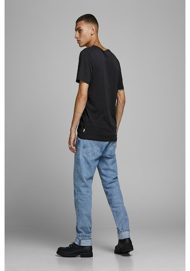 Jack & Jones Jack Jones Erkek Bisiklet Yaka Tişört 12156101 Siyah