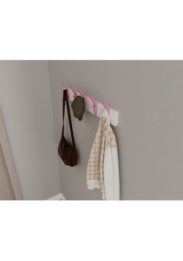 Hepsi3boyutlu Modern Duvar & Kapı Kanca Askılık - 5 Adet Pembe Kanca Askılık - Model No : 3 Pembe
