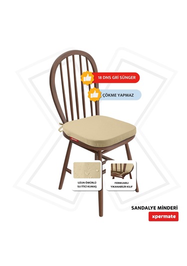 Standartfit Oval Sandalye Minderi 42x42x5 Bej