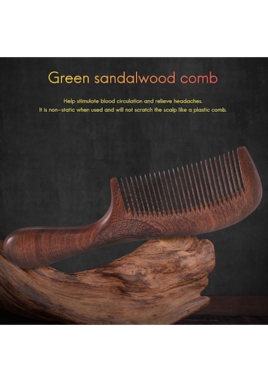 Unisex Sandal Ağacı Tarak Kadın Erkek Ev Seyahat Ahşap Anti-statik Ince Diş Tarak Ahşap Saplı Saç Tarağı