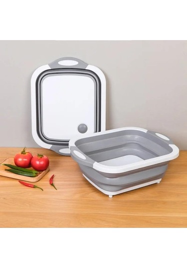 Novahub Yeni Çok İşlevli Katlanır Kesme Tahtası Lavabo Katlanabilir Yıkama Havzası Mutfak Süzgeç Sepeti Kaymaz Plastik Doğrama Blokları Yeşil Yeşil