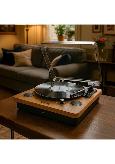 Midex MTX-256 Şarjlı Bluetooth Aux Hoparlörlü Nostaljik Pikap Plak Çalar