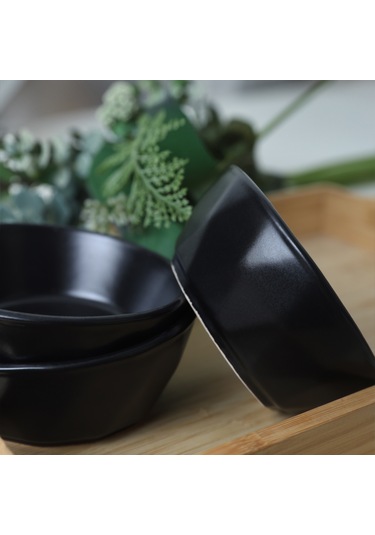Keramika Mat Siyah Kristal Çerezlik / Sosluk 12 Cm 6 Adet 956