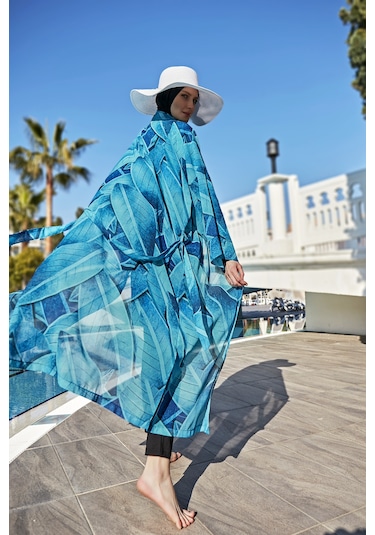 Remsa Mayo Remsa Tesettür Mayo Üzerine Tek Kaftan Kimono Pareo Rp014 Berrin Siyah