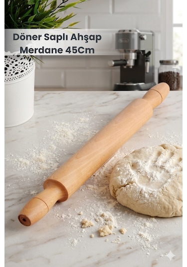 Döner Saplı Ahşap Merdane 45cm