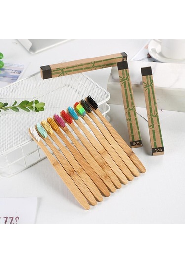 Suntek 10x Ahşap Diş Fırçası Yumuşak Kıllar Temizlik Için