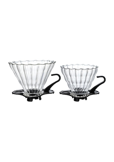 Mufunye Büyük Boy Cam V60 Filtre Kahve Değirmeni, Isıya Dayanıklı, Plastik Tabanlı, Kapağlı, Logo Özelleştirilebilir, Ev Kullanıma Uygun Siyah