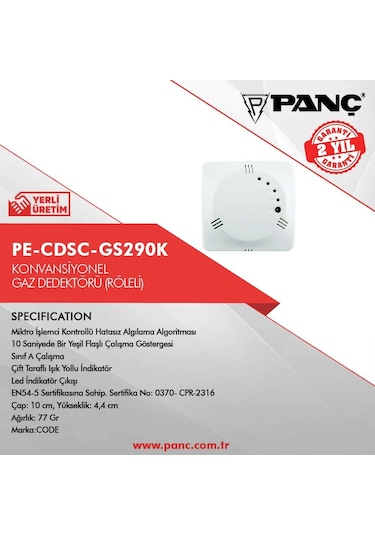 Code GS-290K Konvansiyonel Gaz Dedektörü (Röle Çıkışlı)