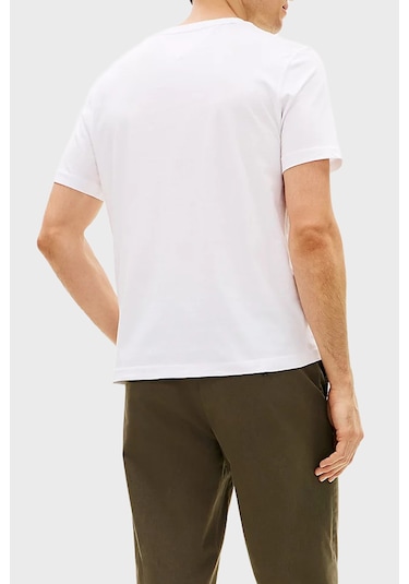 Tommy Hilfiger Erkek T Shirt Mw0mw42367 Ybr Beyaz Beyaz