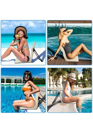 Sinuoshop Siyah 3ü 1 Açılır Havuz Şezlongu Taşınabilir Oxford Kumaş Demir Çerçeve Siyah