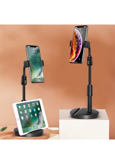 Zmc Bilişim Masa Üstü Tablet Ve Telefon Tutucu Plastik Aparat Siyah Telefon Standı