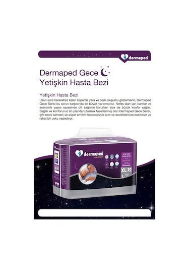 Dermaped Gece Bel Bantlı Yetişkin Hasta Bezi 120-170 CM XL 30'lu