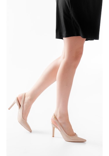 St-1153 Bej Rugan Günlük Arkası Açık 9 Cm Topuklu Kadın Ayakkabı Çok  Renkli
