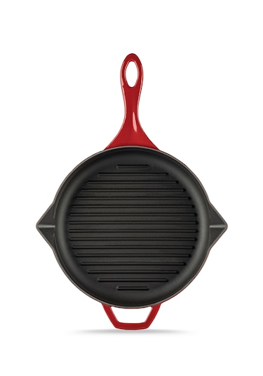 24cm Döküm Demir Gril Tava Kırmızı