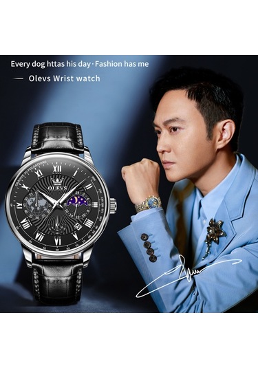 Olevs 2893 Erkekler Çok Fonksiyonlu İş Kuvars Saat Siyah