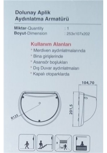 Duvar Aplik Banyo-Wc-Balkon Ip54 Siyah