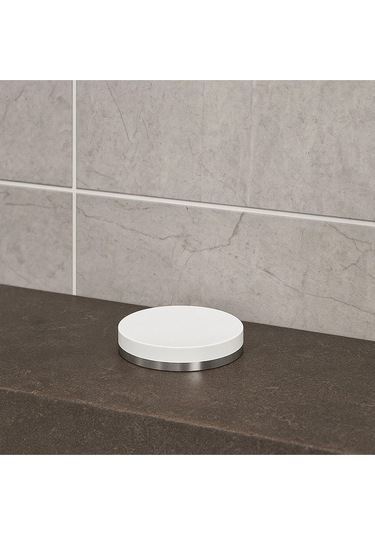 Sabunluk, Silindir, Tezgah Üstü - Mat Beyaz/krom Mat Beyaz/krom