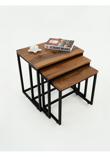 3'lü Ceviz Ağacı Eko Zigon Sehpa