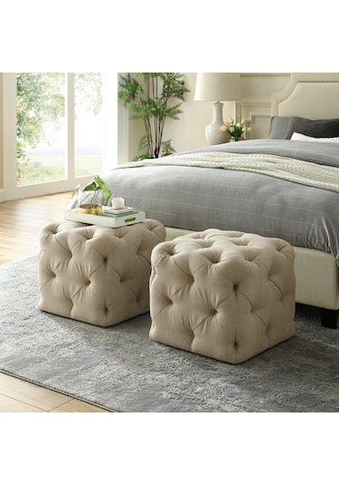 Deccostil Kapitoneli Kare Puf/Orta Sehpa/40Cm