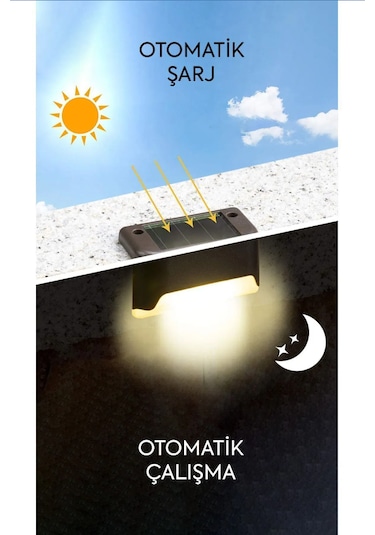 4lü Set Güneş Enerjili Led Su Geçirmez Modern Solar Panel Işık Kahverengi
