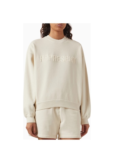 Represent Owners Club Sweatshirt, Brushed Cotton Fleece Sweatshirt Krem