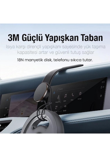 Polham Araç İçi Torpido Üstü, Cam Ve Ekrana Yapışan Katlanabilir Manyetik Telefon Tutucu, Masaüstü Tutucu