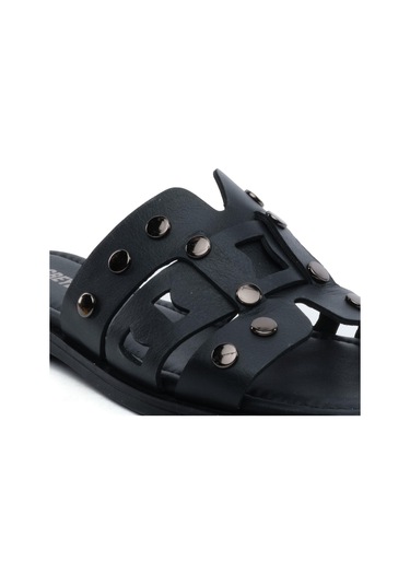 Greyder 59250 Siyah Hakiki Deri Kadın Terlik -813 Siyah