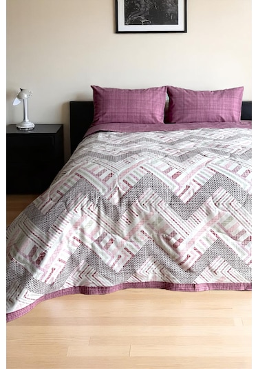 Alla Turca Tek Kişilik Yazlık Uyku Seti Düz Çarşaflı Nova Gül Kurusu Gülkurusu