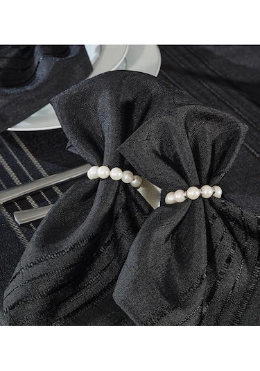 Corvver 26 Parça Dertsiz Masa Örtüsü Takımı Siyah Siyah