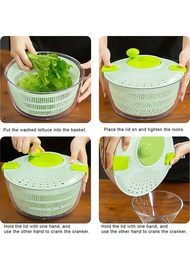 Geeroyoo Manuel Marul Kurutucu D650 - Büyük Kapasiteli Sebze Meyve Salata Süzgeci Beyaz