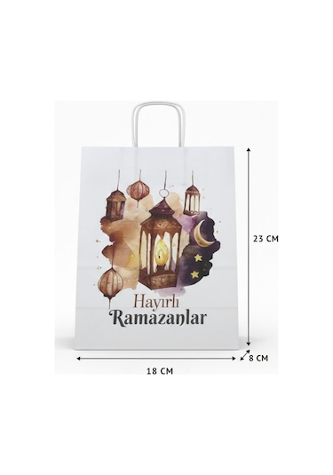 Ramazan Hediyelik Paketleme Çantası, 3lü Paket, Kandil Temalı Kağ